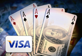 Игровые карты и логотип Визы
